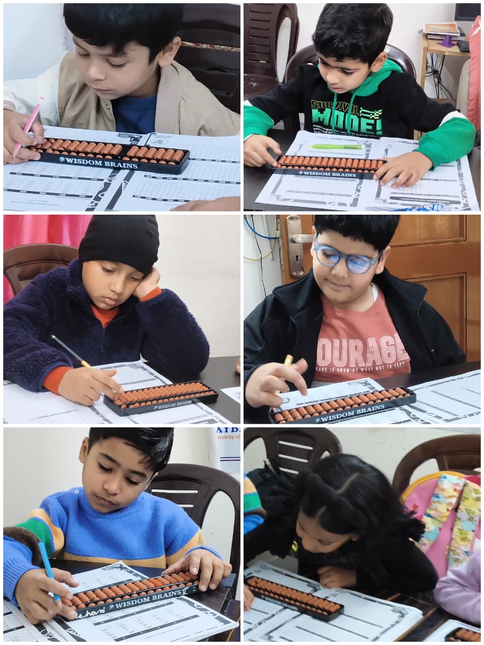Child Learning Abacus at Wisdom Brains Abacus Academy